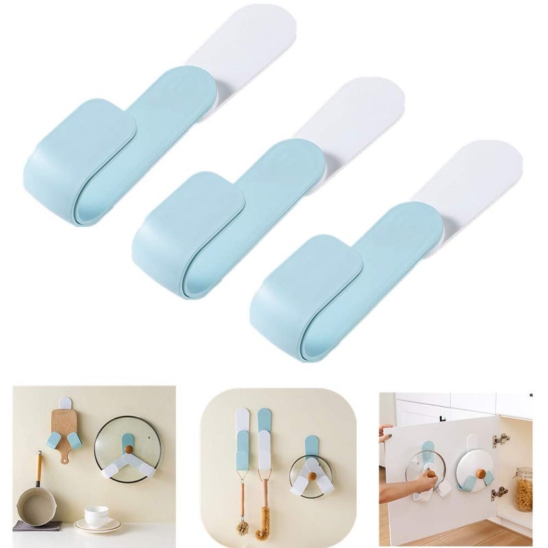 Samyki Pot Lid Holders Pot Racks Kitchen Cookwear Pan Pot Cover Organizer Wall Mounted Pan Lid Holder Rack Cupboard Cabinet Organiser Saucepan Rack Storage Adhesive Installation 3PCS - Image 1