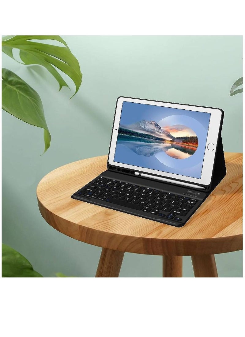 جينيكست حافظة لوحة مفاتيح لجهاز iPad 10.2 بوصة الجيل التاسع/الثامن/السابع مع حامل قلم رصاص ولوحة مفاتيح بلوتوث لاسلكية قابلة للفصل، غطاء حامل قابل للطي لجهاز iPad 10.2 بوصة (2021/2020/2019) أسود  - Image 5