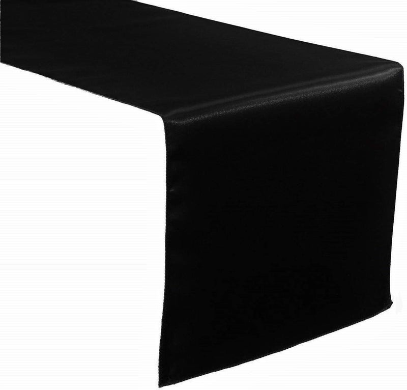 LTC LINENS LinenTablecloth 14 x 108-Inch Satin Table Runner Black - Image 2