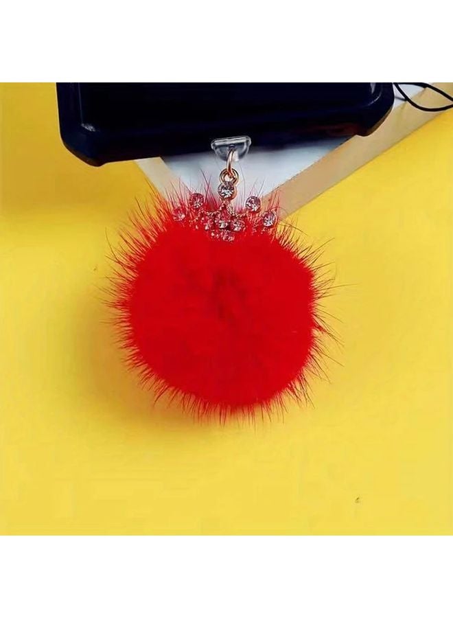 كرة غبار هاتف Red Crown الكرة الناعمة لقابس منفذ شحن Type C ومقسم سماعة الرأس - Image 1