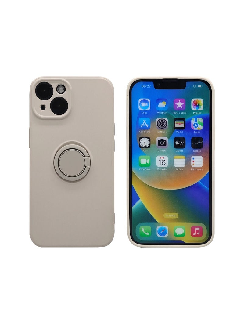 Case for iPhone 14 , Silicone Case with Ring 360°rotatable Kickstand Cover Support Magnetic Car Mount，Protective Cover with Strap Lanyard (White) - Image 5