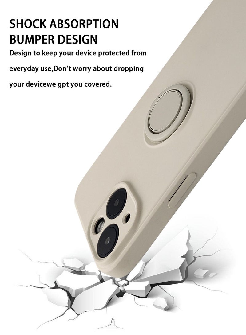 Case for iPhone 14 , Silicone Case with Ring 360°rotatable Kickstand Cover Support Magnetic Car Mount，Protective Cover with Strap Lanyard (White) - Image 2