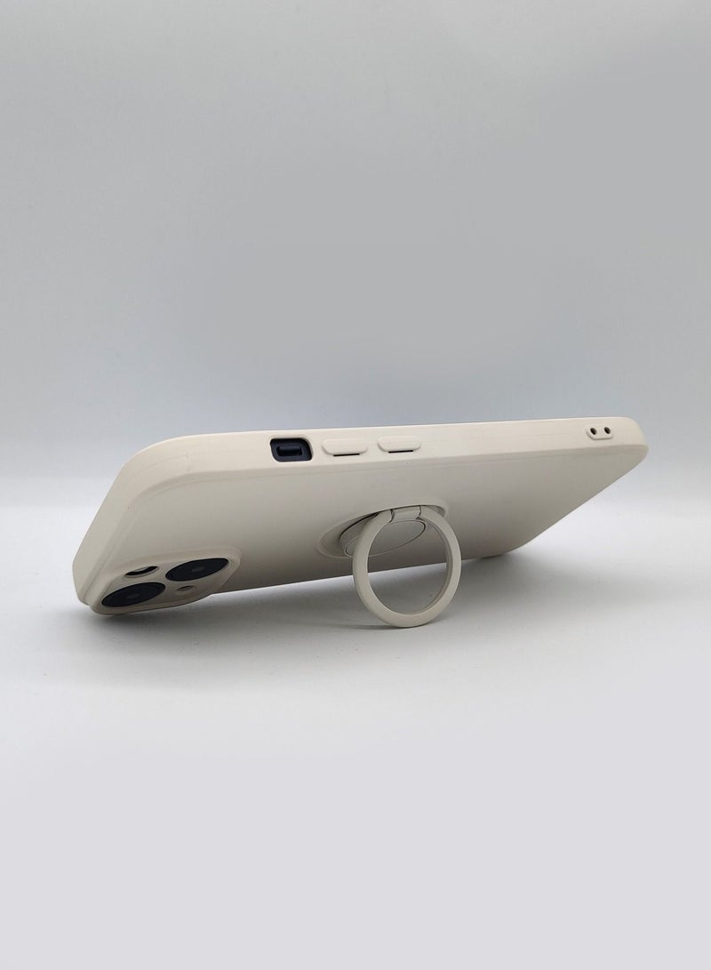 Case for iPhone 14 , Silicone Case with Ring 360°rotatable Kickstand Cover Support Magnetic Car Mount，Protective Cover with Strap Lanyard (White) - Image 4