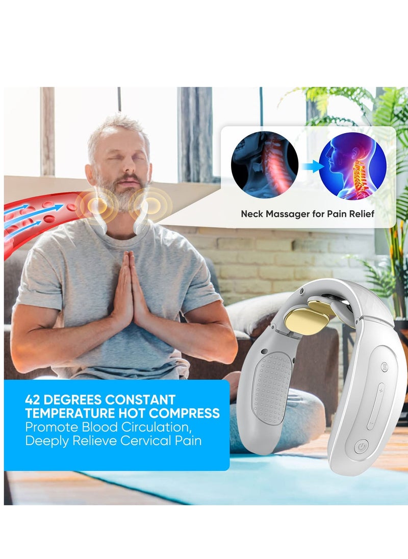 Excefore Neck Massager with Heat, Cordless Deep Tissue Vibration Infrared for Pain Relief, 4 Modes 15 Levels Cordless, Portable Gift Women Men  - Image 2