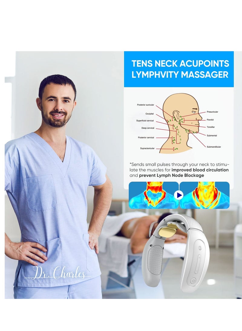 Excefore Neck Massager with Heat, Cordless Deep Tissue Vibration Infrared for Pain Relief, 4 Modes 15 Levels Cordless, Portable Gift Women Men  - Image 3