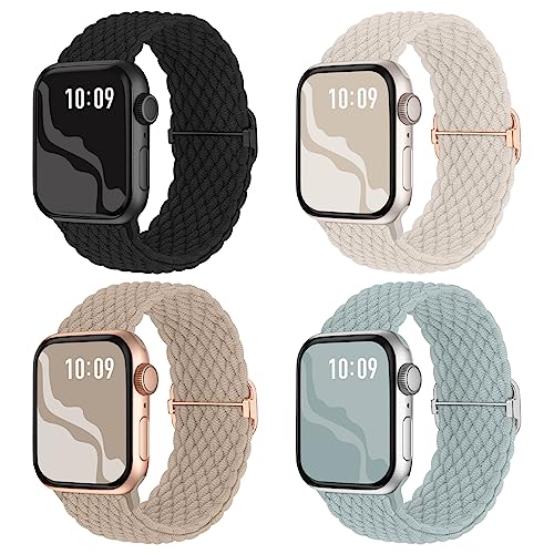 Suitisbest Braided Stretchy Solo Loop Compatible for Apple Watch Band 38mm 40mm 41mm 42mm 44mm 45mm 46mm 49mm for Women Men, Nylon Elastic Straps Wristbands for iWatch Series 10 9 8 7 6 SE 5 4 3 2 Ultra Ultra 2 - Image 1