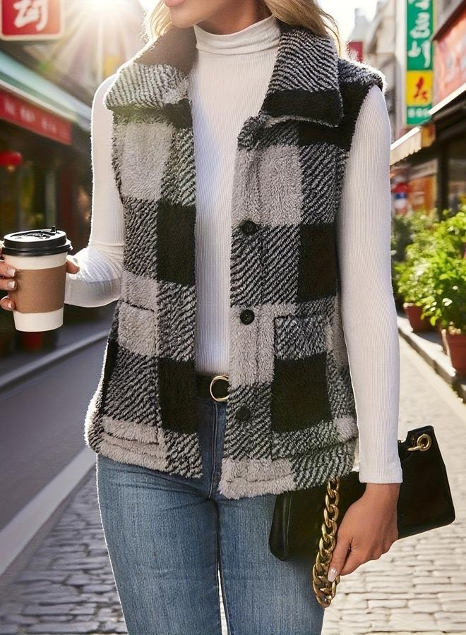 تايك تو فيست فليس بطبعة مربعات مع أزرار امامية - Image 5