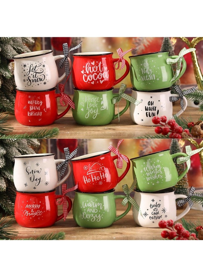 Zubebe Zubebe Christmas Coffee Mugs Set of 12, 12 oz Hot Cocoa Ceramic Holiday Mugs Set for Mom, Woman, Family, Friend - Farmhouse Tiered Tray Decor, Coffee Bar Decor(Red, Green, White)  - Image 1