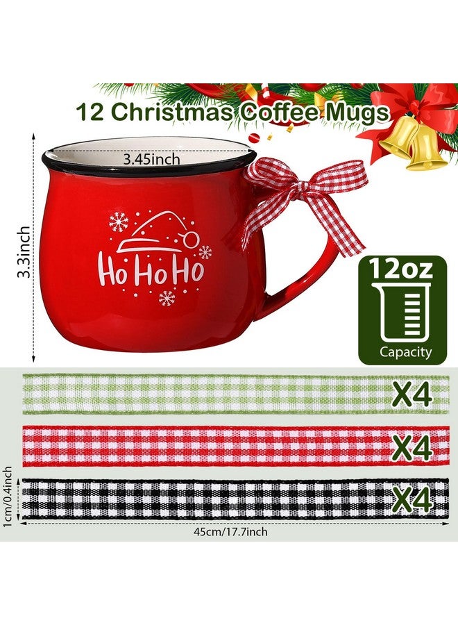 Zubebe Zubebe Christmas Coffee Mugs Set of 12, 12 oz Hot Cocoa Ceramic Holiday Mugs Set for Mom, Woman, Family, Friend - Farmhouse Tiered Tray Decor, Coffee Bar Decor(Red, Green, White)  - Image 5