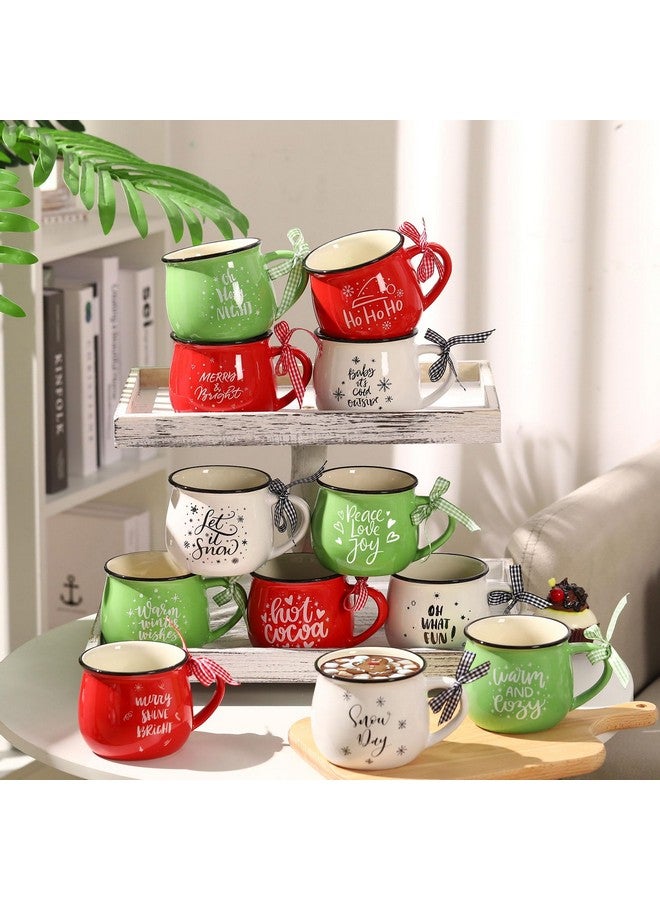 Zubebe Zubebe Christmas Coffee Mugs Set of 12, 12 oz Hot Cocoa Ceramic Holiday Mugs Set for Mom, Woman, Family, Friend - Farmhouse Tiered Tray Decor, Coffee Bar Decor(Red, Green, White)  - Image 4