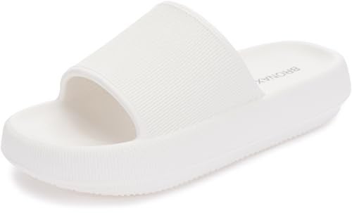BRONAX Pillow Slippers for Women and Men | House Slides Shower Sandals | Cushioned Thick Sole 40-41 White - Image 1