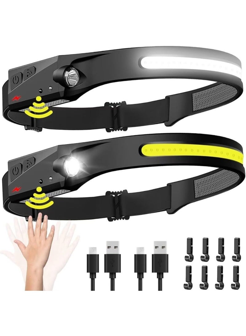 COYO Headlamp Rechargeable 2PCS, 230° Wide Beam Head Lamp LED with Motion Sensor for Adults - Camping Accessories Gear, Waterproof Head Light Flashlight for Hiking, Running, Repairing, Fishing, Cycling - Image 1