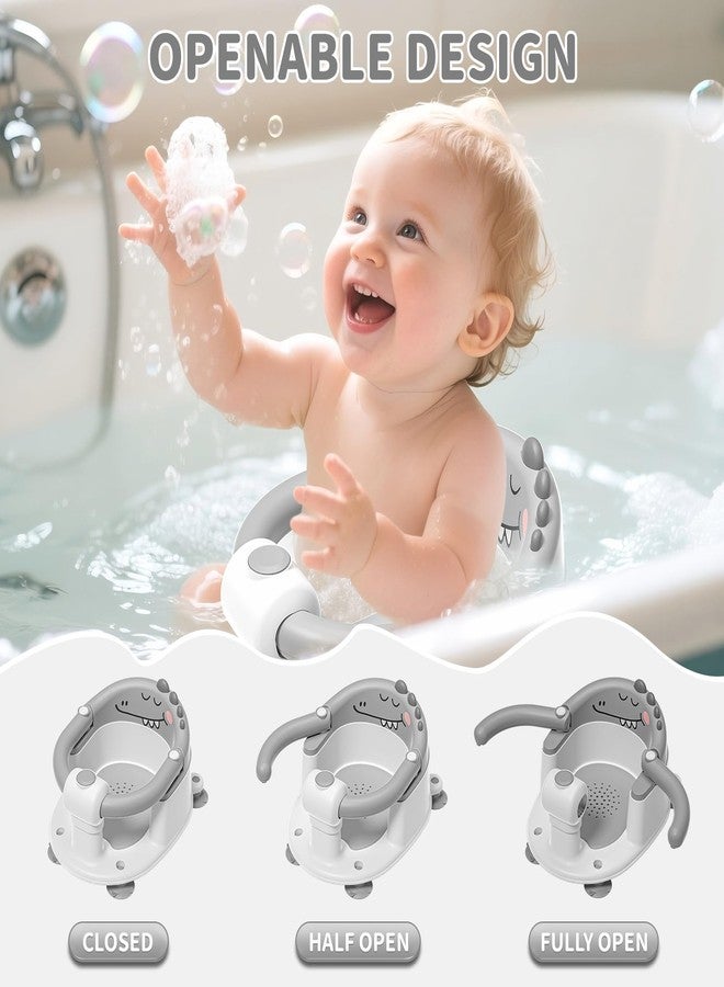 TPN Baby Bath Seat for Babies 6 Months & Up, Non-Slip Toddler Bath Seat with 5 PCS Waterproof Emoji Stickers, Portable Infant Bath Seat for Baby(Grey) - Image 4