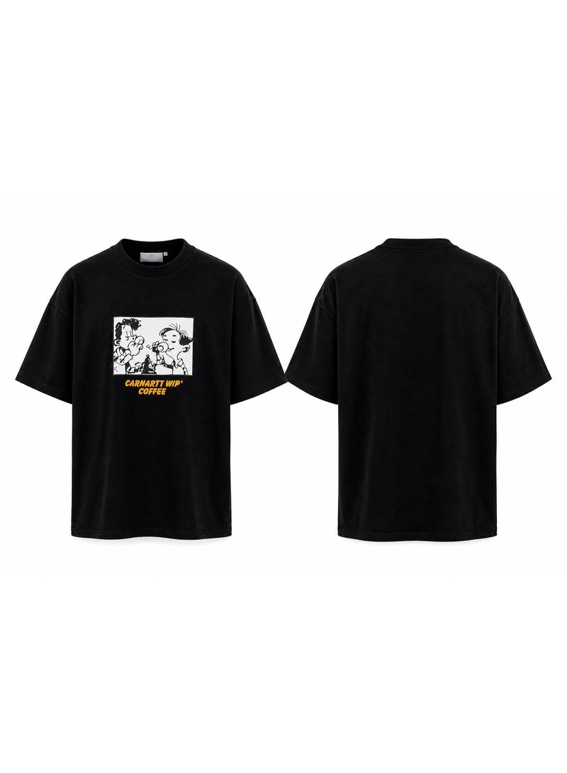 Oversized Black Coffee Graphic T-Shirt Streetwear - Image 2