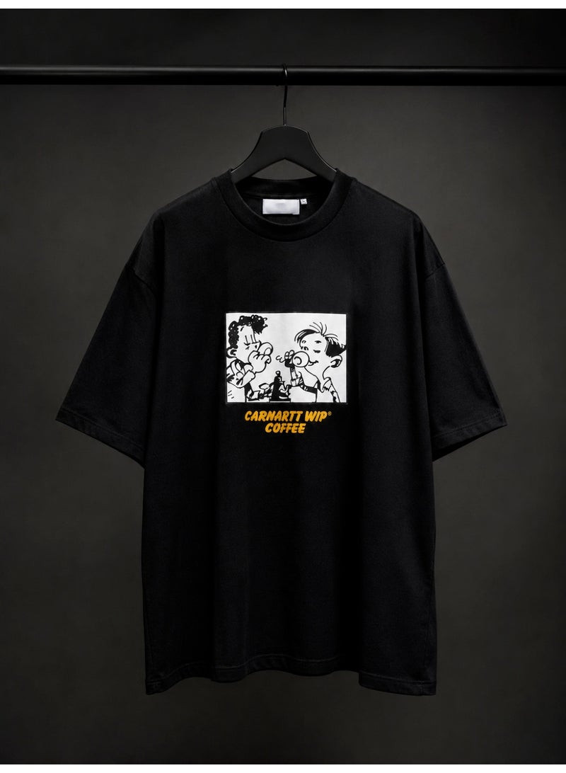 Oversized Black Coffee Graphic T-Shirt Streetwear - Image 3