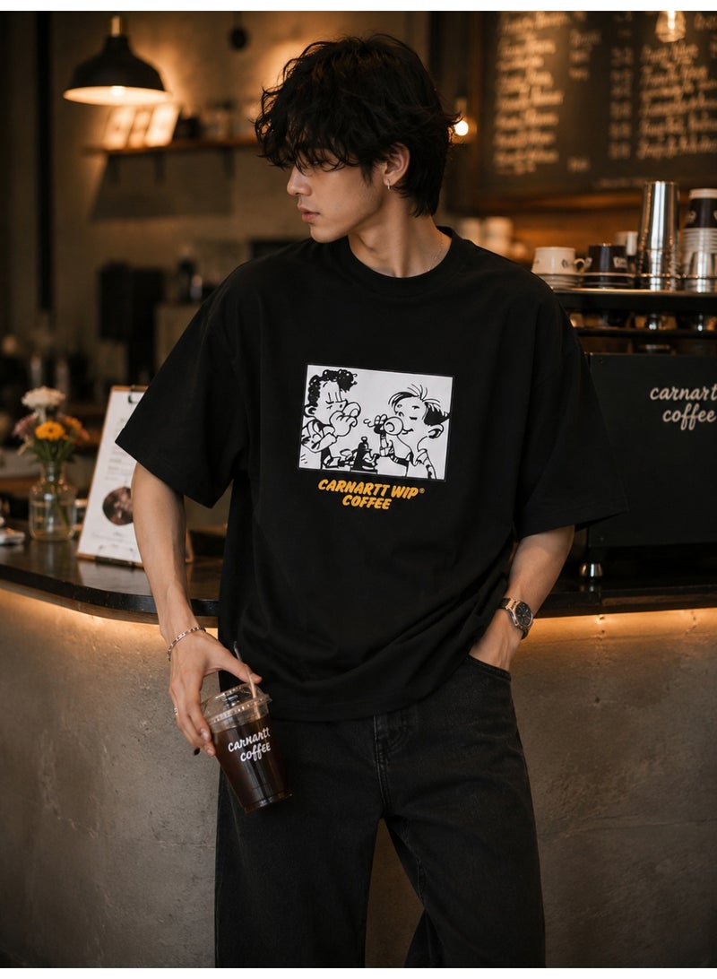 Oversized Black Coffee Graphic T-Shirt Streetwear - Image 1