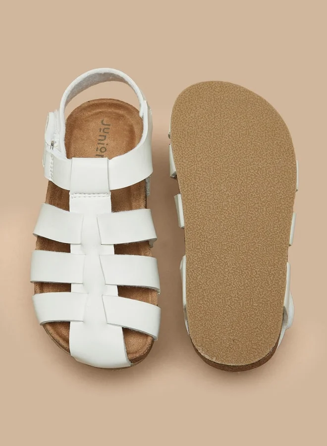 JUNIORS Boys Solid Back Strap Sandals With Hook And Loop Closure