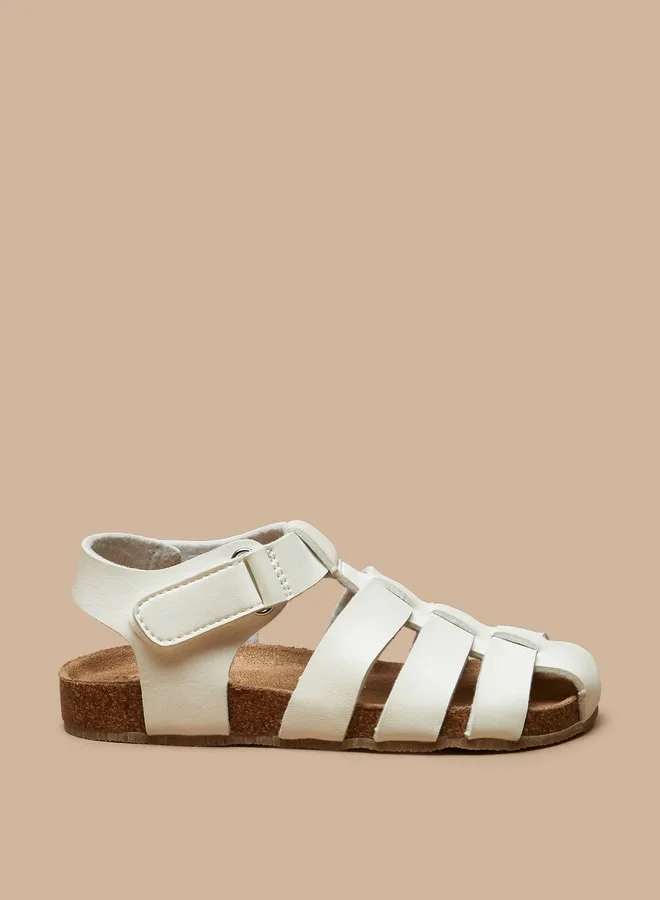 JUNIORS Boys Solid Back Strap Sandals With Hook And Loop Closure