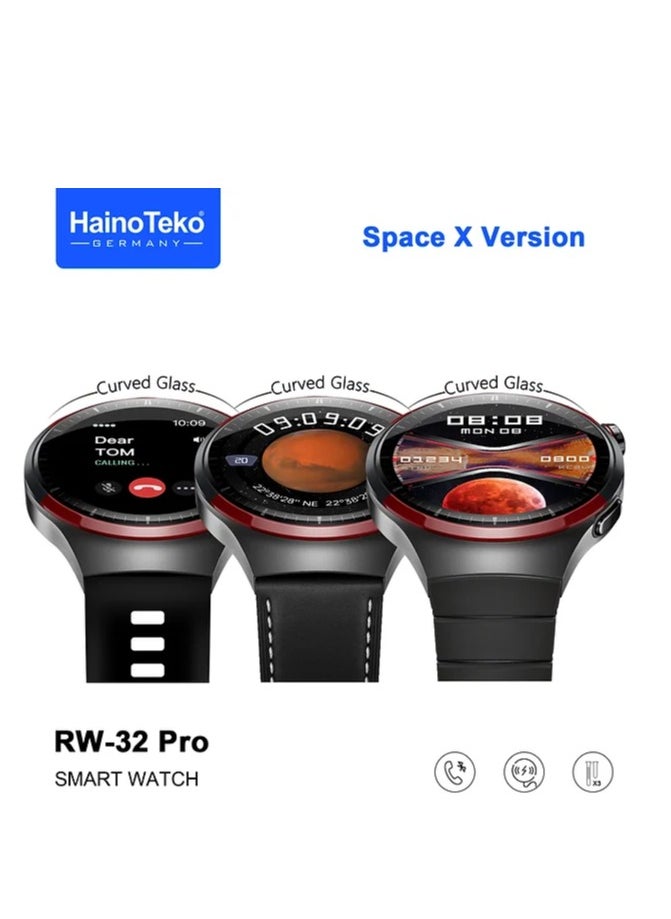 Haino Teko - Haino Teko Germany Men’s 4 pro RW 32 Pro AMOLED Round Smart Watch HD Curved Display with Three Set Strap and Wireless charger Space X Version - Image 1