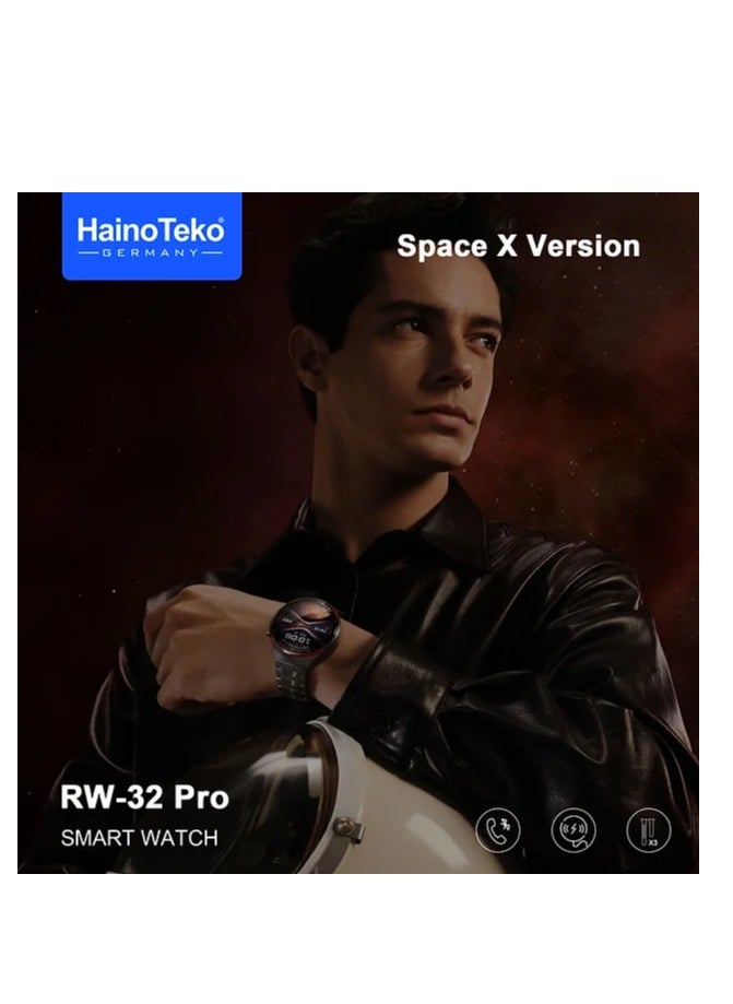 Haino Teko - Haino Teko Germany Men’s 4 pro RW 32 Pro AMOLED Round Smart Watch HD Curved Display with Three Set Strap and Wireless charger Space X Version - Image 1