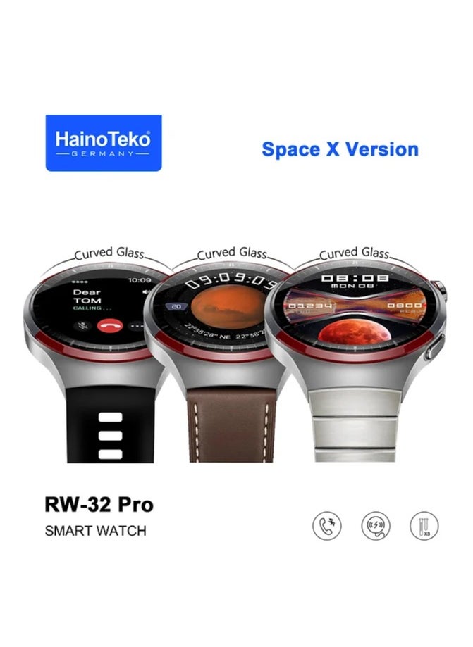 Haino Teko - Haino Teko Germany Men’s 4 pro RW 32 Pro AMOLED Round Smart Watch HD Curved Display with Three Set Strap and Wireless charger Space X Version - Image 1