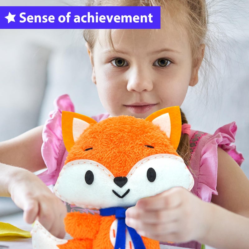 KRAFUN Fox Animal Sewing Kit for Kids Beginner My First Art & Craft, Includes Fox Doll Stuffed Animal, Instructions & Plush Felt Materials for Learn to Sew, Embroidery, Age 7 8 9 10 11 12 - Image 4