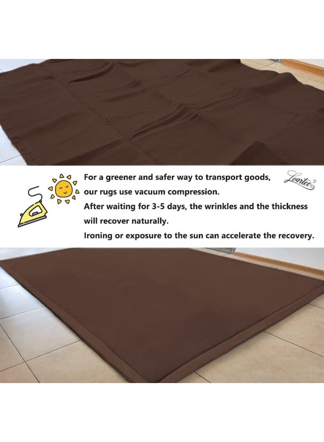 Loartee Coral Velvet Crawling Rug (5.0'x 6'8", Coffee) for Toddler Children Play Area Rug Yoga Mat Exercise Pad Carpet - Image 5