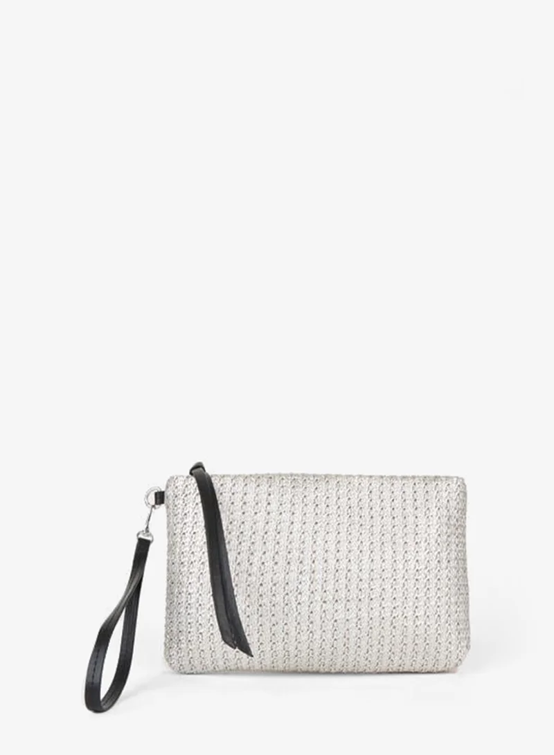 Vivaq Women's Bellis Woven Straw Silver-Lined Synthetic Leather Wrist-Strap Portfolio Hand and Clutch Bag.