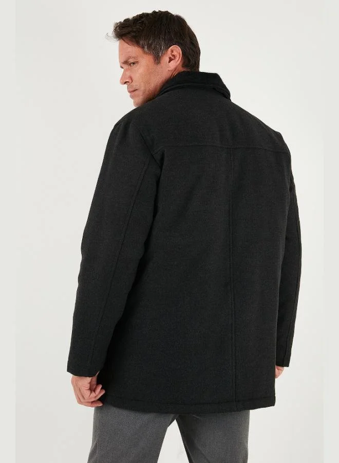 Buratti  Buratti Slim Fit Removable Furry Collar Detailed Lined Cashmere Coat Men's COAT 58400217 for Men | Best Price UAE