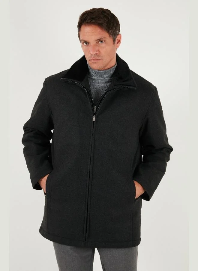 Buratti  Buratti Slim Fit Removable Furry Collar Detailed Lined Cashmere Coat Men's COAT 58400217 for Men | Best Price UAE