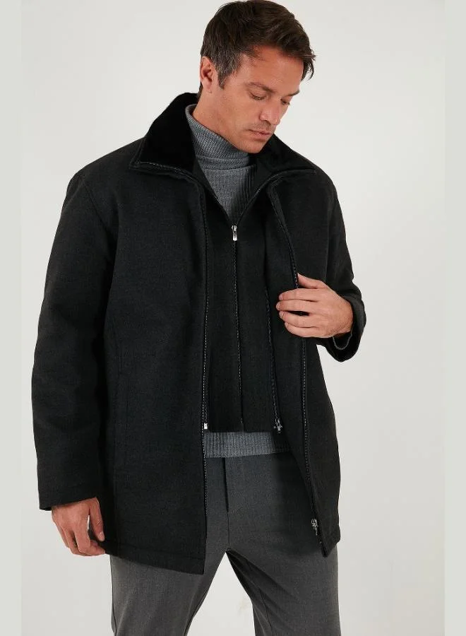 Buratti Buratti Slim Fit Removable Furry Collar Detailed Lined Cashmere Coat Men's COAT 58400217