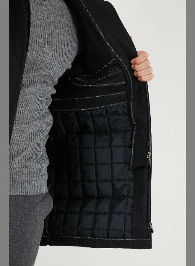 Buratti  Buratti Slim Fit Removable Furry Collar Detailed Lined Cashmere Coat Men's COAT 58400217 for Men | Best Price UAE