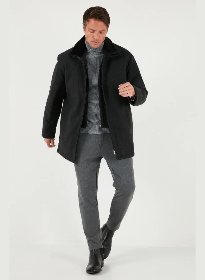Buratti  Buratti Slim Fit Removable Furry Collar Detailed Lined Cashmere Coat Men's COAT 58400217 for Men | Best Price UAE