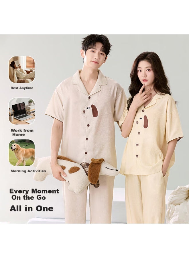 LANG SHA Langsha Men's Sleepwear Spring Summer New Cute Long Sleeve Men's Pajamas Couple Homewear  New Light Gray - Image 4