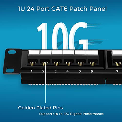 Rapink Patch Panel 24 Port Cat6 10G Support, Network Panel UTP 19-Inch, Wallmount or Rackmount 1U Ethernet Patch Panel Punch Down Block for Cat6, Cat5e, Cat5 Cabling - Image 5