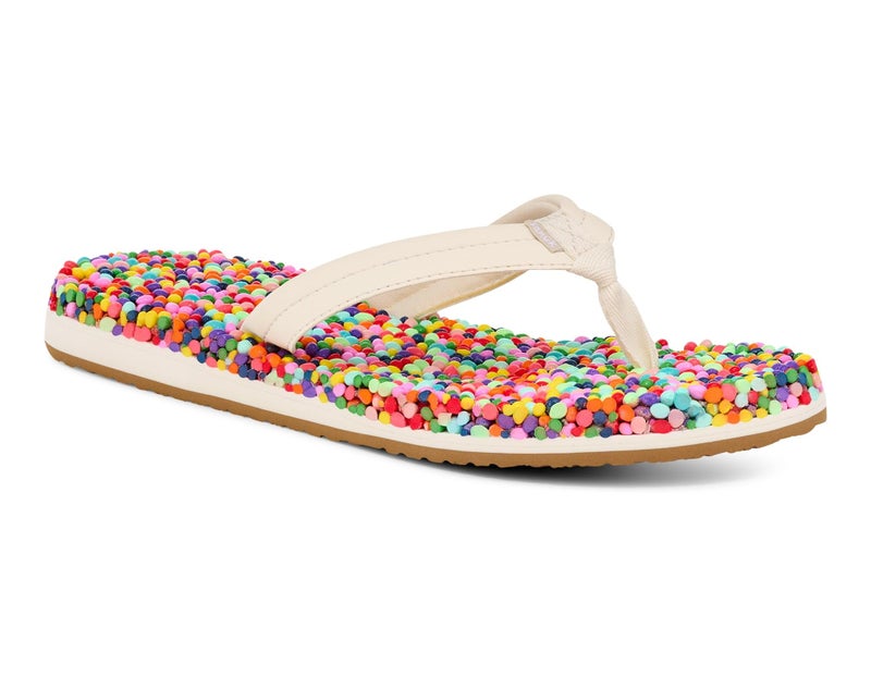 Sanuk Womens Bubblecush | Flip Flops for Women | Yoga Sandals For Women | Women's Beach Sandals | Comfort Footbed, Rainbow Confetti, 8 - Image 1