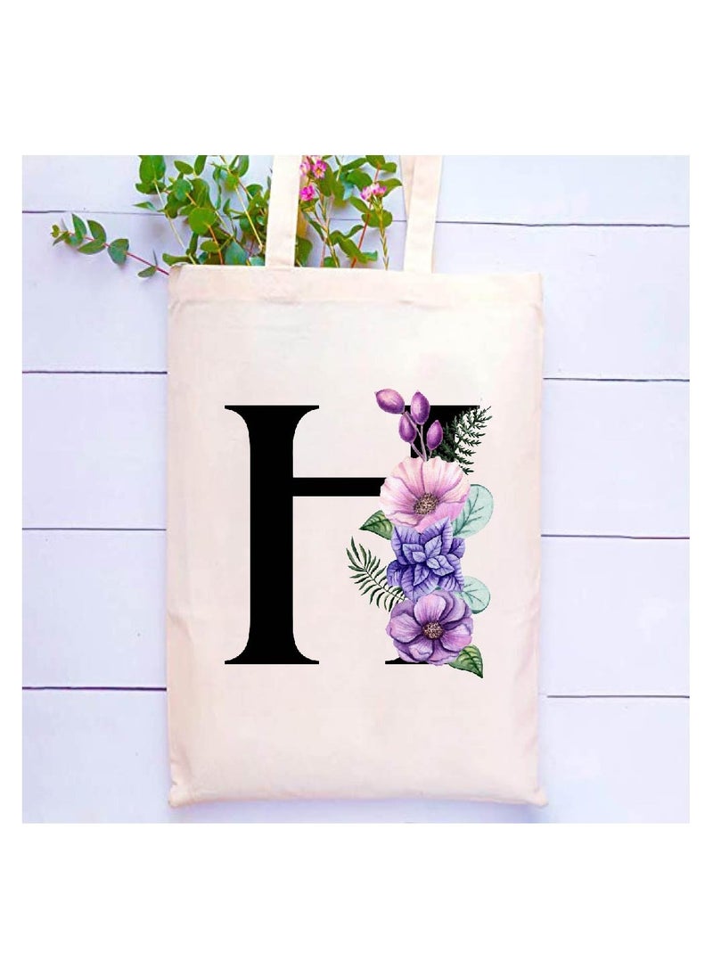 PRINTSHOP4ME Initial Letters Canvas Cotton Tote Bag, Cosmetic Pouch, and Stainless Steel Travel Mug - A Stylish Pack of 3 Combo Set for Girls - Gift for wedding - Gifts for girls - Gift for friends  - Image 2