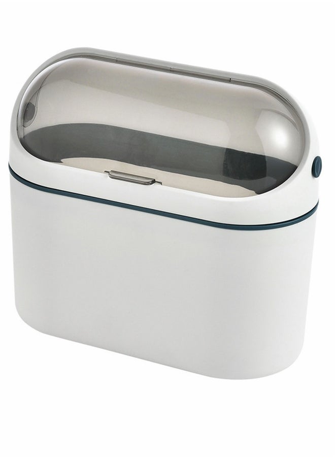 Generic Mini Countertop Trash Can with Lid Plastic Swing Lid Countertop Trash Tiny Desktop Waste Garbage Bin for Bathroom Office Kitchen Desk Coffee Table Bathroom Vanity Top  - Image 1