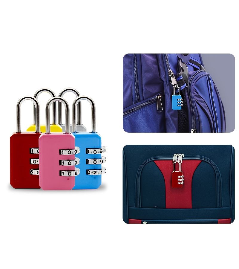 Blue 4pcs Anti Theft Luggage Lock With 3 Digit Combination For Suitcases And Backpacks - Image 1