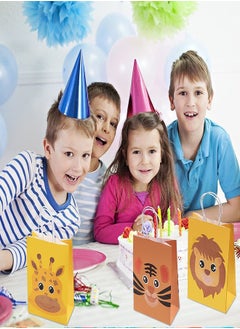 Excefore Kraft Gift Bags 10Pcs Animals Jungle Safari Zoo Paper Bags with Handles 5 Styles Reusable Party Bags for Kid's Birthday Party Supplies Holiday Treat Box Children's Candy Packaging Bag  - Image 4