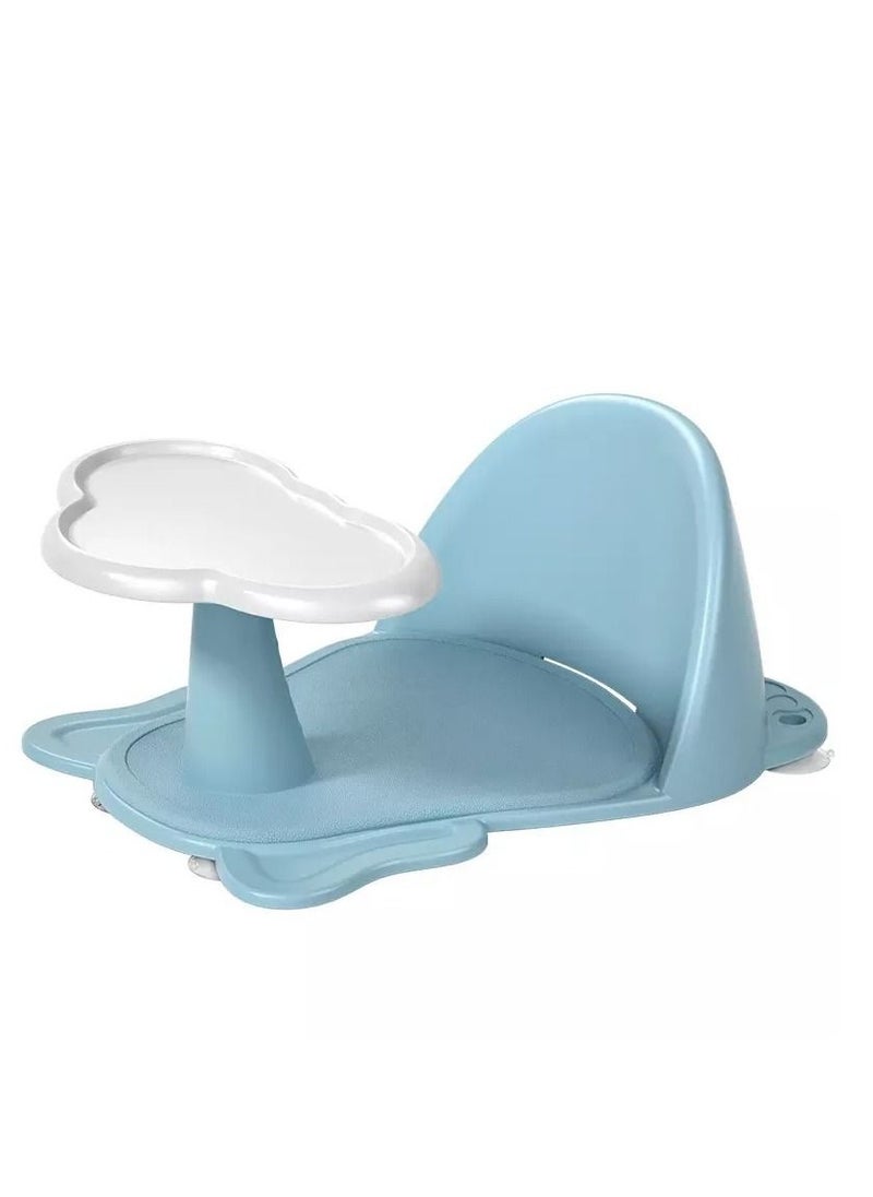 BAYBEE - Baby Bath Seat For Baby Kids Elephant Steering Bath Seat For Infants Kids Bathing Seat Backrest Support New Born Bathing Mat For Boys Girls Blue - Image 1