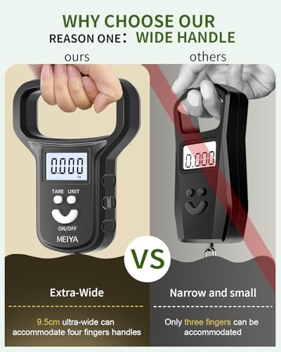 MEIYA Fish ScaleFishing Scale Dual Power BatteryRechargeable Extra Wide Handle Backlit LCD Display Includes 2 AAA BatteriesUSBC Charging Cable Fishing Gifts for Men Black - Image 3