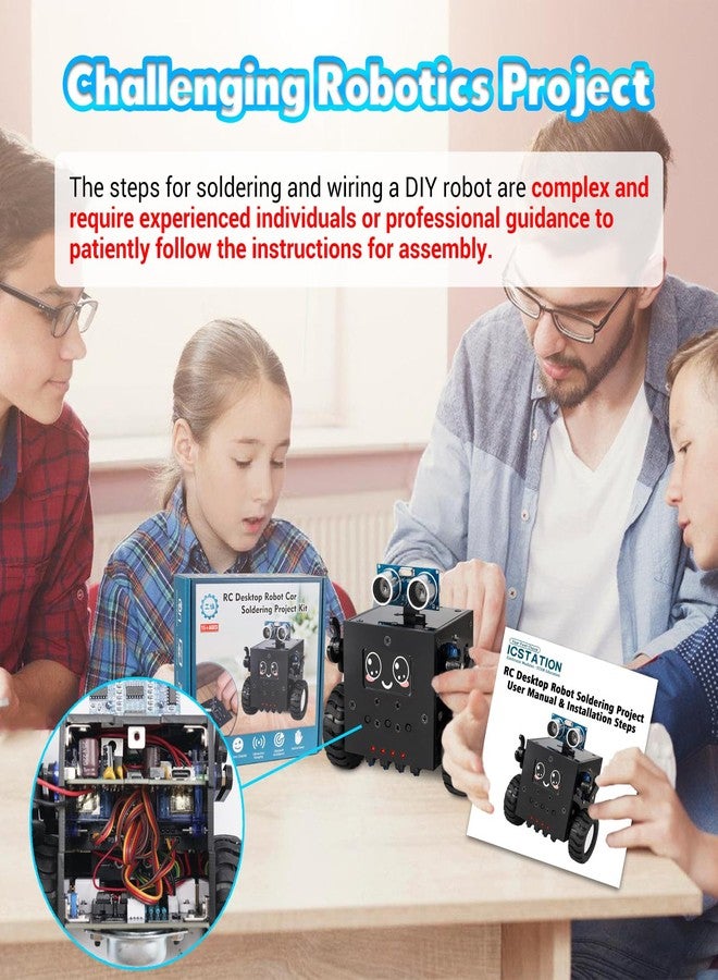 IS Robot Soldering Project, ICSTATION DIY RC Robot Car Soldering Practice Kit with Time & Expressions Display STEM Science Kits for Adults Teens Ages 15+ School Students Experiment - Image 3