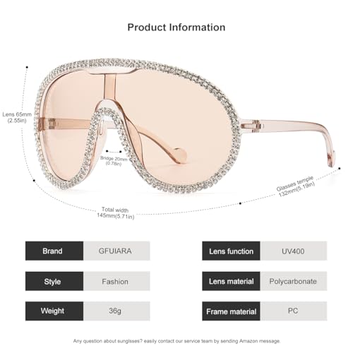GFUIARA Trendy Oversized Sunglasses for Women Men Fashion Shield Aviator Sun Glasses UV400 Protection Goggles - Image 5