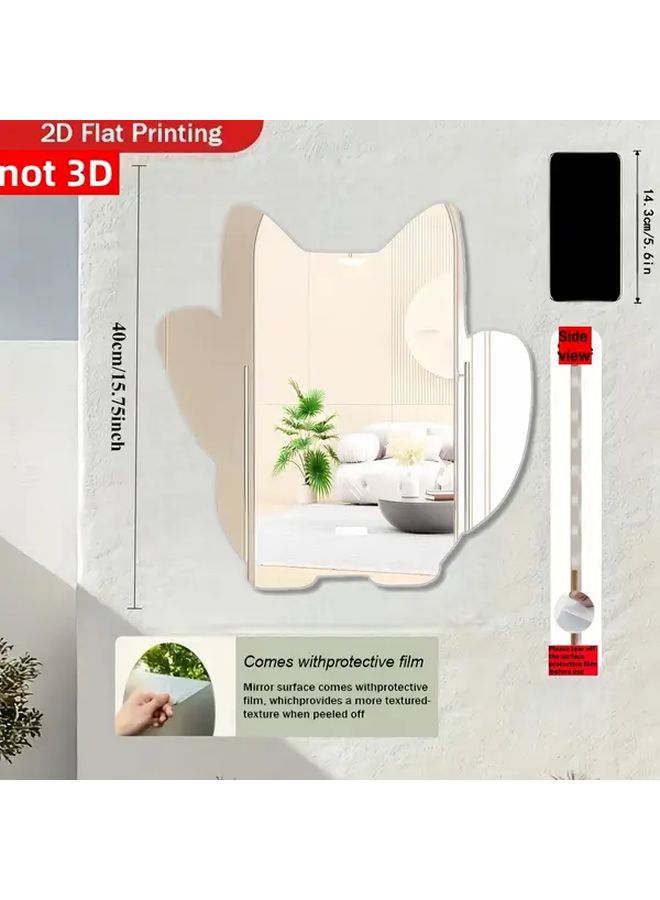 2D Flat Printing 1pc Cute Money Wall Mirror 15.75in No Drill Bathroom Decor - Image 3