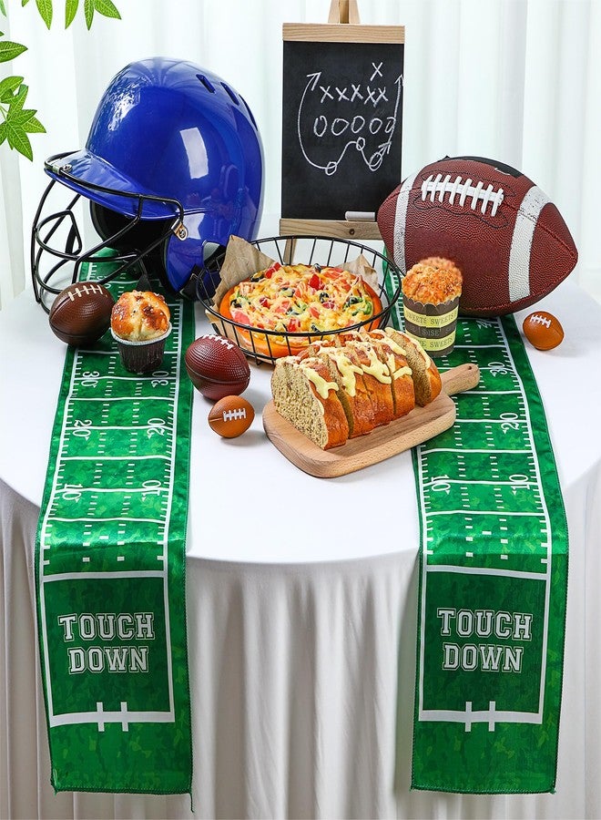 Mindsoft 6 Pcs Football Party Table Runner 60 x 6 Inch Touchdown Football Ribbon Tablecloth Runner Sports Green Football Field Aisle Table Runner for Football Party Dining Room Kitchen Holiday - Image 2