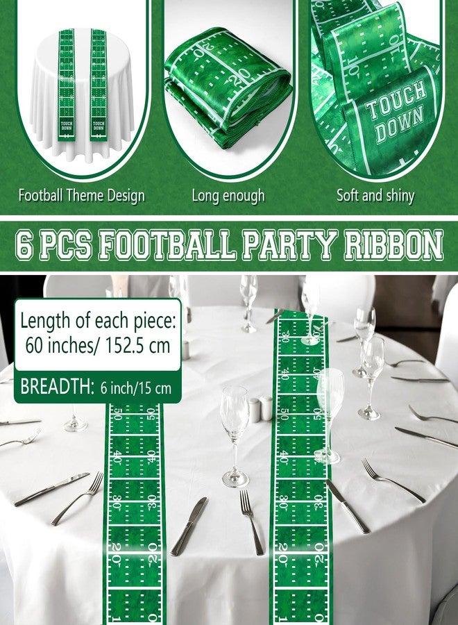 Mindsoft 6 Pcs Football Party Table Runner 60 x 6 Inch Touchdown Football Ribbon Tablecloth Runner Sports Green Football Field Aisle Table Runner for Football Party Dining Room Kitchen Holiday - Image 3