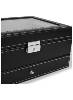 Watch Box, 12 Slots PU Leather Case Organizer with Jewelry Drawer for Storage and Display (Black) - pzsku/Z38A6F01904413A2C5D32Z/45/_/1693464625/da69872a-40c2-4b1e-b157-33128e292186