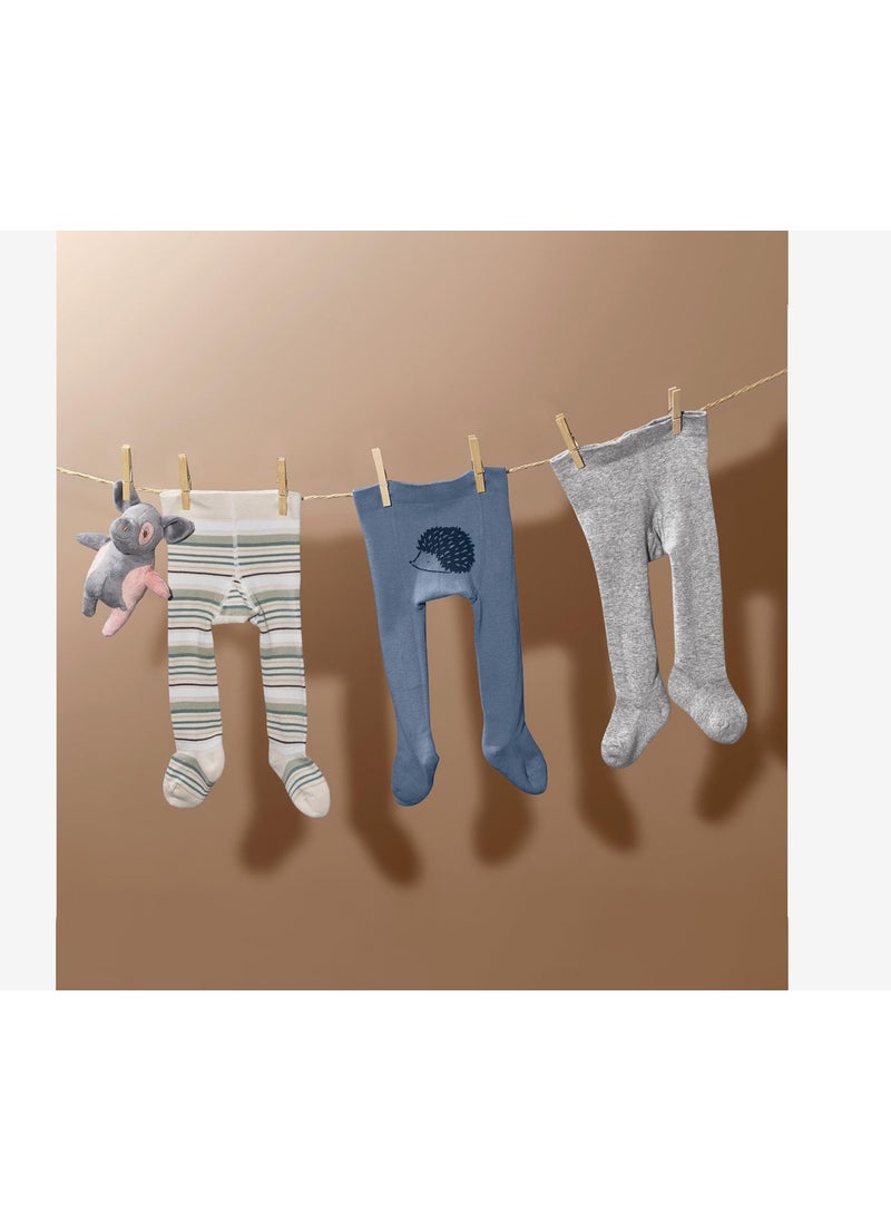 Tchibo - Baby Boys Set of 3 Tights, Grey and Blue - Image 1