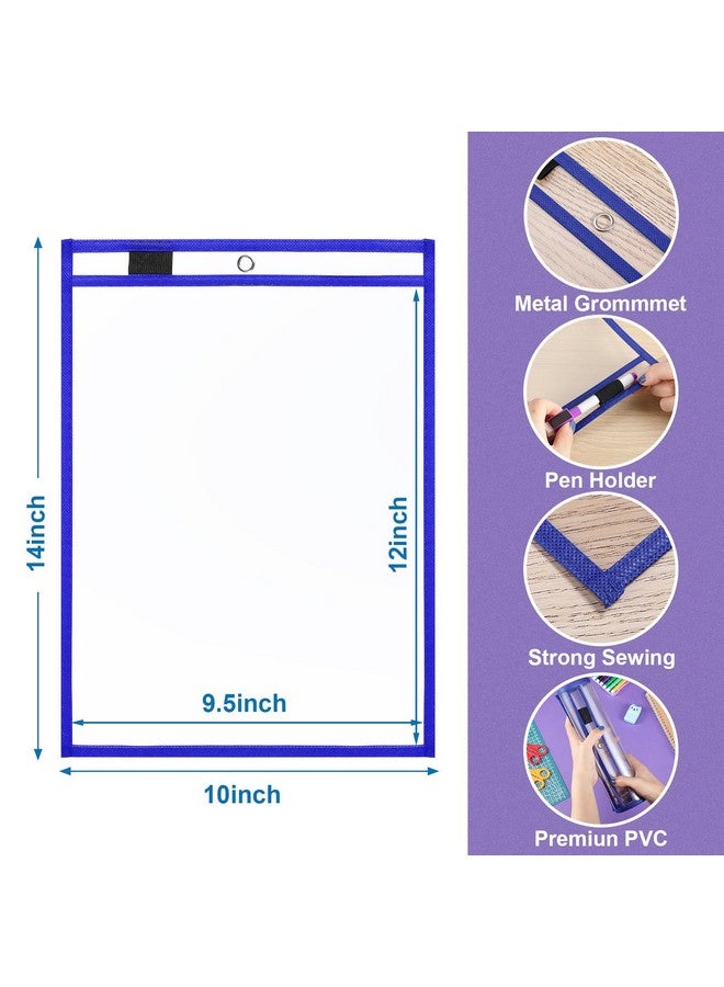 نيزيو 50 قطعة من جيوب المسح الجاف وأكمام بلاستيكية قابلة لإعادة الاستخدام وحامل متجر وجيوب الطلبات وأكمام شفافة ومجلدات التذاكر وحامل متجر تذاكر العمل وجيوب الطلبات ولوازم المعلم للفصول الدراسية (أزرق) - Image 2
